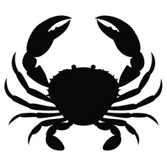 A striking black silhouette depicts a detailed image of a crab