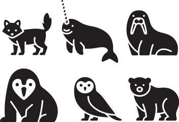 Obraz premium Cute Arctic animals collection icons for kids