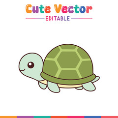 Cute cartoon turtle animal vector illustration simple