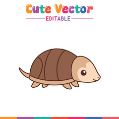 Adorable armadillo cartoon cute animal illustration simple drawing