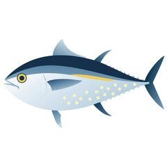 A detailed illustration of a bluefin tuna fish with vibrant colors