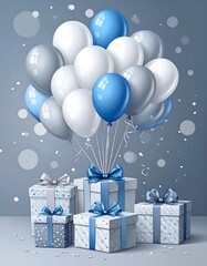 Festive celebration with balloons and gifts