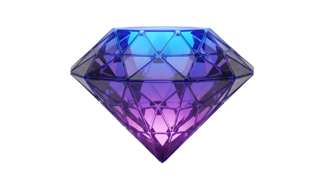 Beautiful blue and purple diamond isolated on transparent background, gemstone art - Powered by Adobe