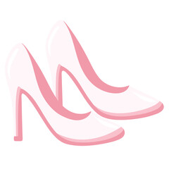 A pair of pink high heeled shoes simple illustration style