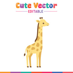 Naklejka premium Adorable giraffe standing tall simple animal illustration