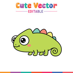 Adorable baby chameleon cartoon illustration for kids