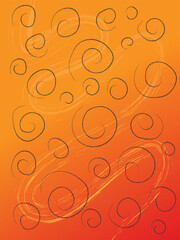Elegant abstract red orange gradient background with hand drawn spiral . Modern painted rough abstract background for Christmas , banner, business, card, wall poster, print, banner, cover design, 