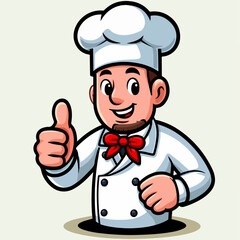 Illustration of a chef smiling while giving a thumbs up