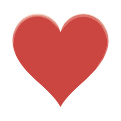 A simple illustration of a bright red heart on a white background