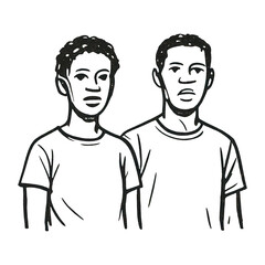 Fototapeta premium PNG Illustrated duo in monochrome design.