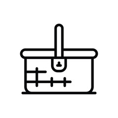 Blacklined drawing of a picnic basket with handle  latch detail
