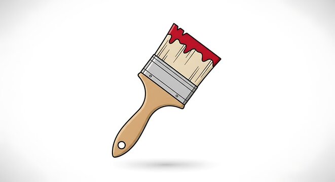 Paintbrush with Red Paint - A Tool for Artistic Expression.