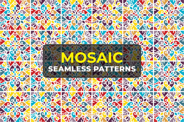 Colorful Seamless Pattern Collection with Creative 90s Retro Background Design