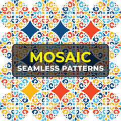 Trendy Seamless Pattern Collection with Colorful Abstract Vector Background