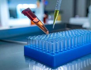 Lab scene with test tubes and pipettes