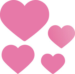 A collection of pink hearts in varying sizes and styles