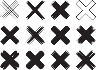 Obraz premium Hand-drawn crosses in diverse styles for design concepts and branding