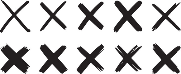 Obraz premium Hand drawn brushstroke crosses for design elements and branding