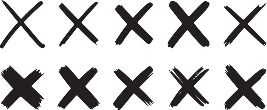 Hand drawn brushstroke crosses for design elements and branding