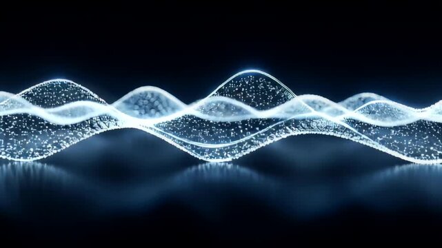 Abstract representation of sound waves flowing in a dark environment