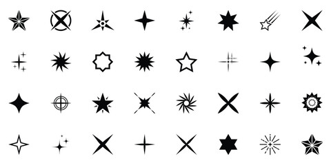 Sparkle star icon vector, glowing twinkle star isolated on white background. Sparkle star icon set. Simple star burst symbol. Vector illustration, EPS 10