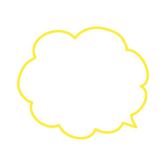 Yellow cloud-shaped speech bubble outline for pop design / ポップなデザインに使える黄色い雲型吹き出し線画