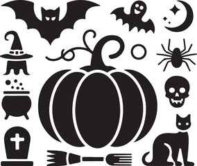 Obraz premium Spooky Halloween icons for festive decorations and celebrations