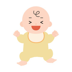 大笑いする赤ちゃんの全身のイラスト
