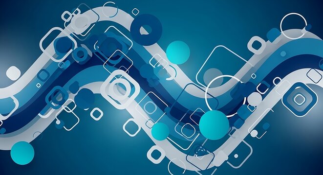 Abstract Blue Wave with Geometric Shapes and Modern Design.