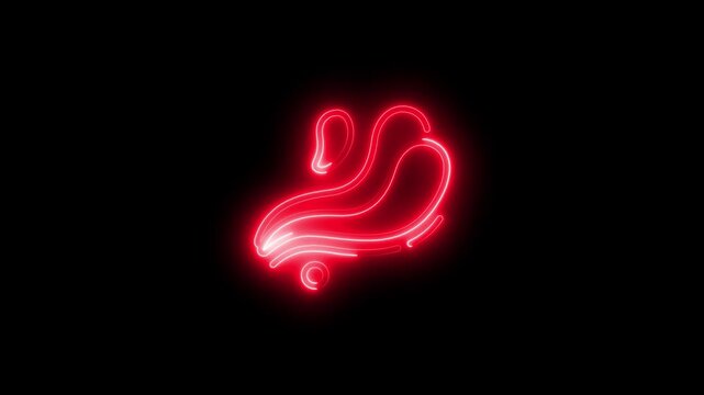 Red Neon Roller Skate Icon Illuminated Against a Dark Background rollerblades skates