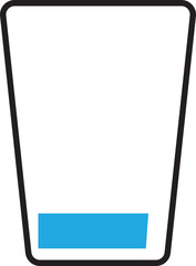 Water glass icon. Water glass or cup water icon symbol. Glass of drink water symbol in the restaurant or cafe, vector illustration.half full glass of water isolated on White background.