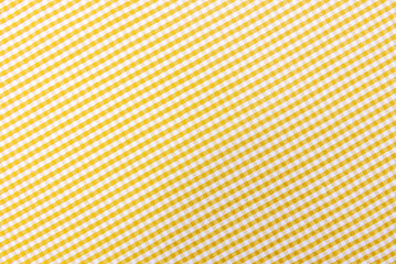 Yellow fabric texture with pattern and ornament. Textile pattern. Geometric shapes on fabric