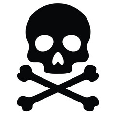 A simple black and white illustration of a skull and crossbones symbol