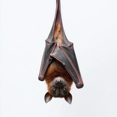 Bat hanging upside down, detailed close-up