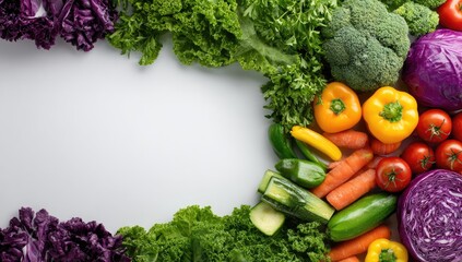 Colorful vegetables arranged in a frame