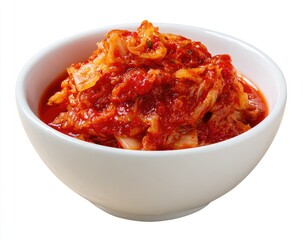 Spicy fermented cabbage in white bowl (1)