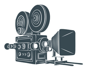 A sketch of vintage film video camera.
