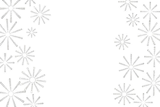 Abstract dark background with scattered glowing starburst or snowflake patterns on black