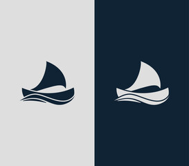 Fototapeta premium Minimalist Sailboat Logo on Waves