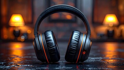 headphones on the music background