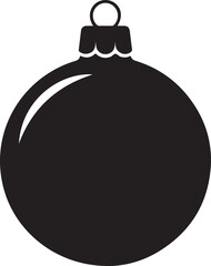 Simple black silhouette of a round christmas ornament with a cap and hanging loop, Generative Ai

