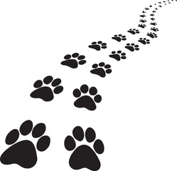 Black Paw Print Trail Vector Illustration for Pet, Dog, and Cat Design