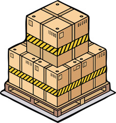 Stacked Cardboard Boxes on Pallet Vector Illustration for Shipping, Warehouse, and Logistics Design