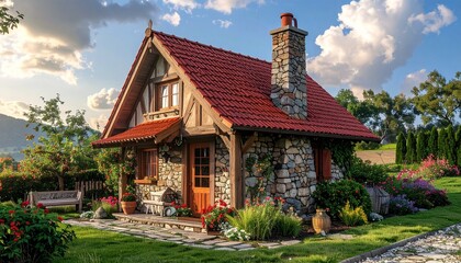 wooden house in the village
