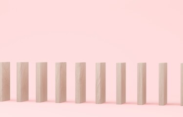 3D素材_木製ドミノ_ピンク