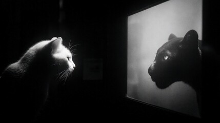 Cat and panther reflection contrast image