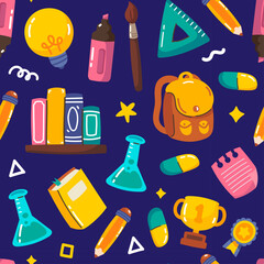 Charming Pixel Art Back To School Collection Featuring Backpacks Books Pencils Lightbulbs And...