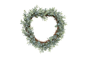 Isolated faux gray green leaf wreath, foliage garland, natural grapevine wreath form, DIY craft