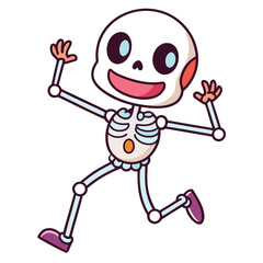 Obraz premium Cute cartoon skeleton dancing with joy happy