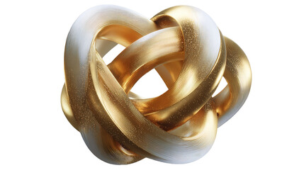 A glistening golden torus knot sculpture intertwines light and shadow a symbol of eternal connection